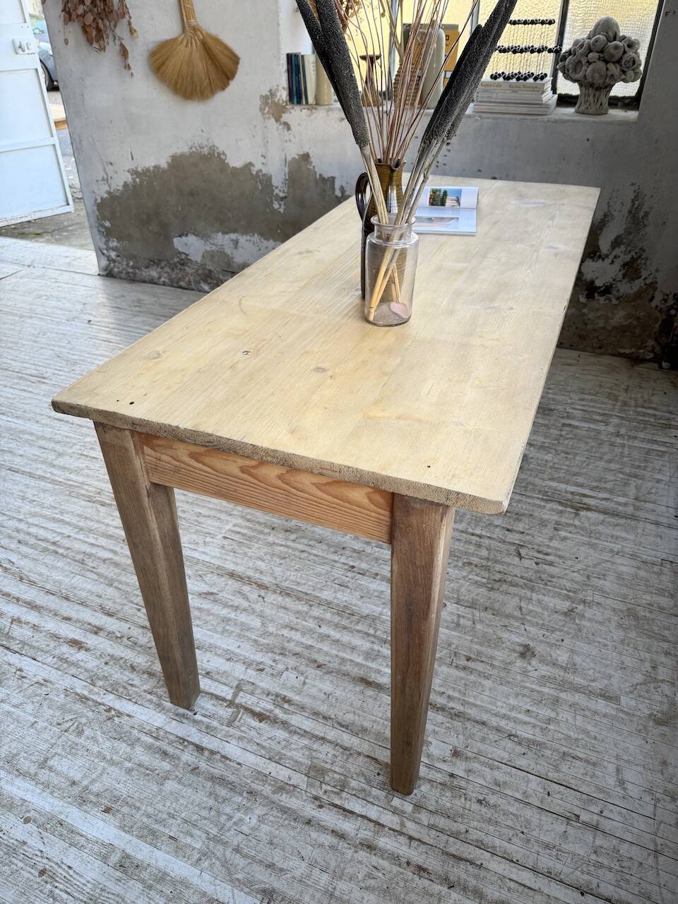 Table de ferme en pin et chêne