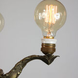 Vintage brass and glass chandelier, 40s