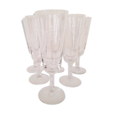 6 engraved Crystal champagne flutes