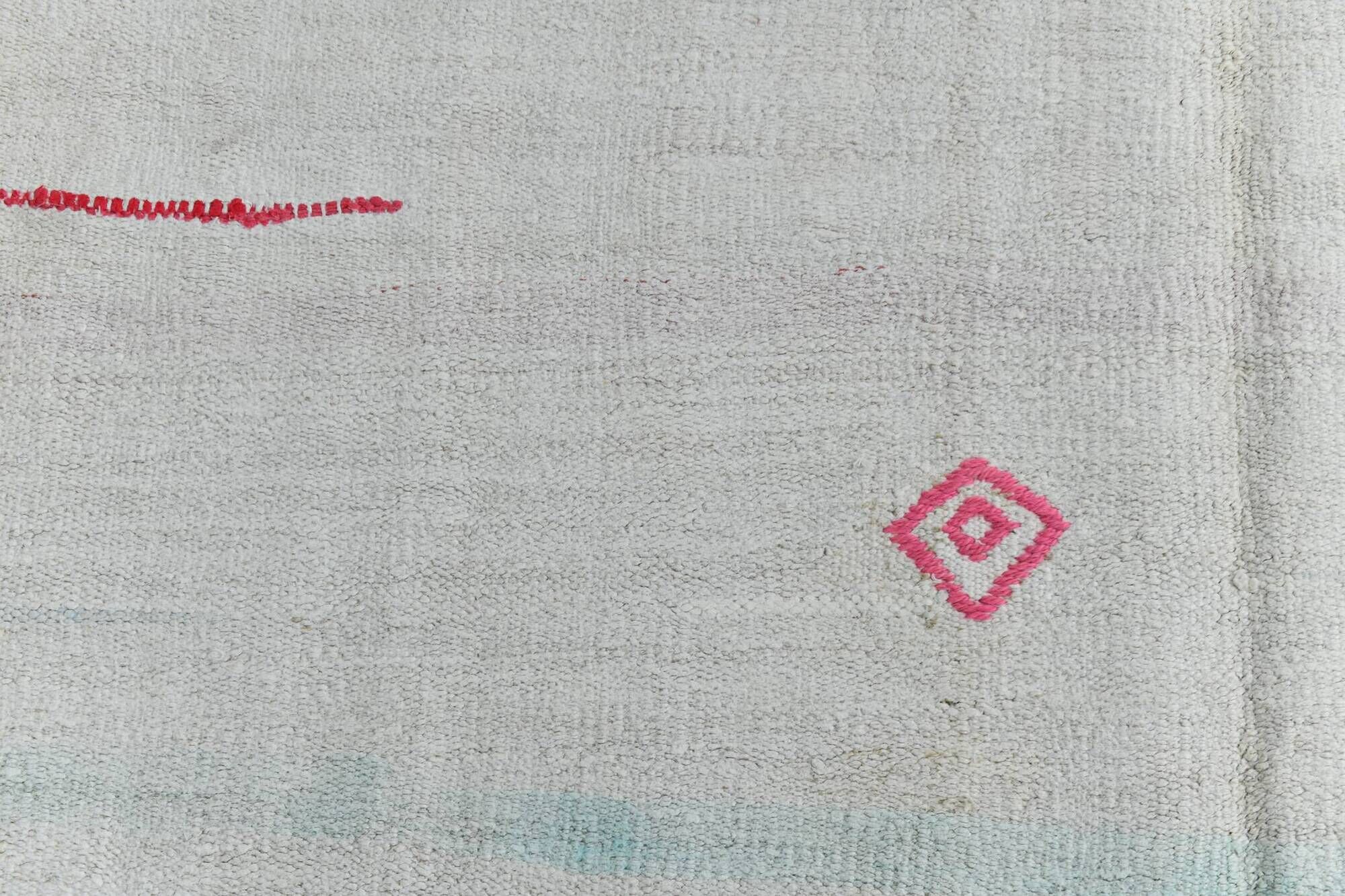 6x12 Off-White Long Wide Hand Woven Turkish Minimal Vintage Rug, 176x358 Cm