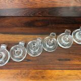 6 molded glass candle holders with an ice cube effect