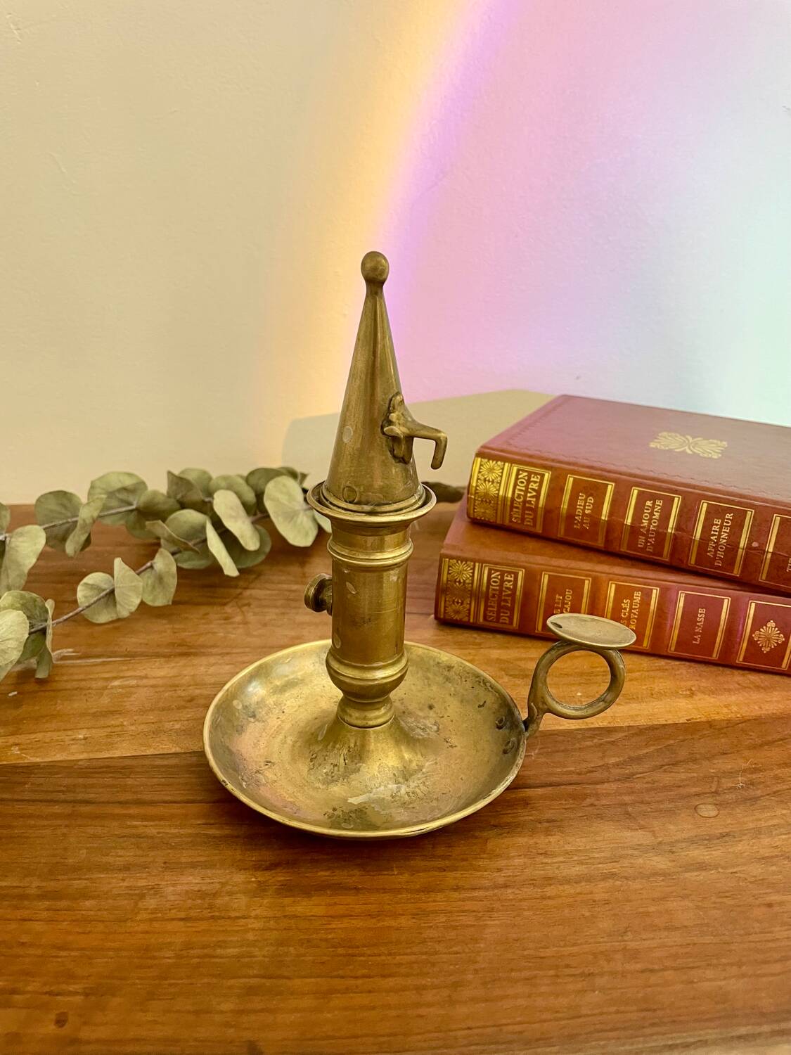 Brass cellar rat candle holder