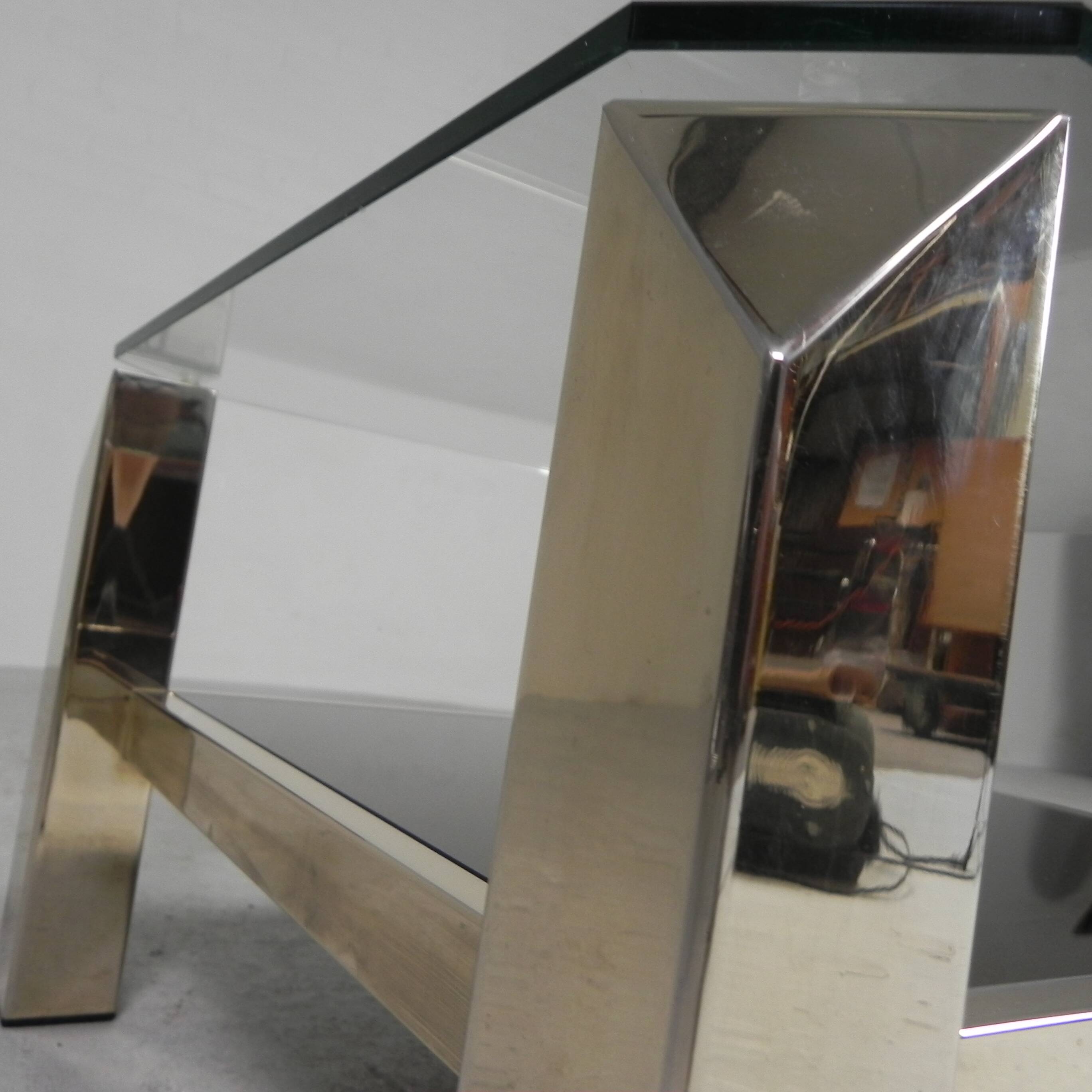 Belgo Chrom coffee table with 2 glass plates, 1970s