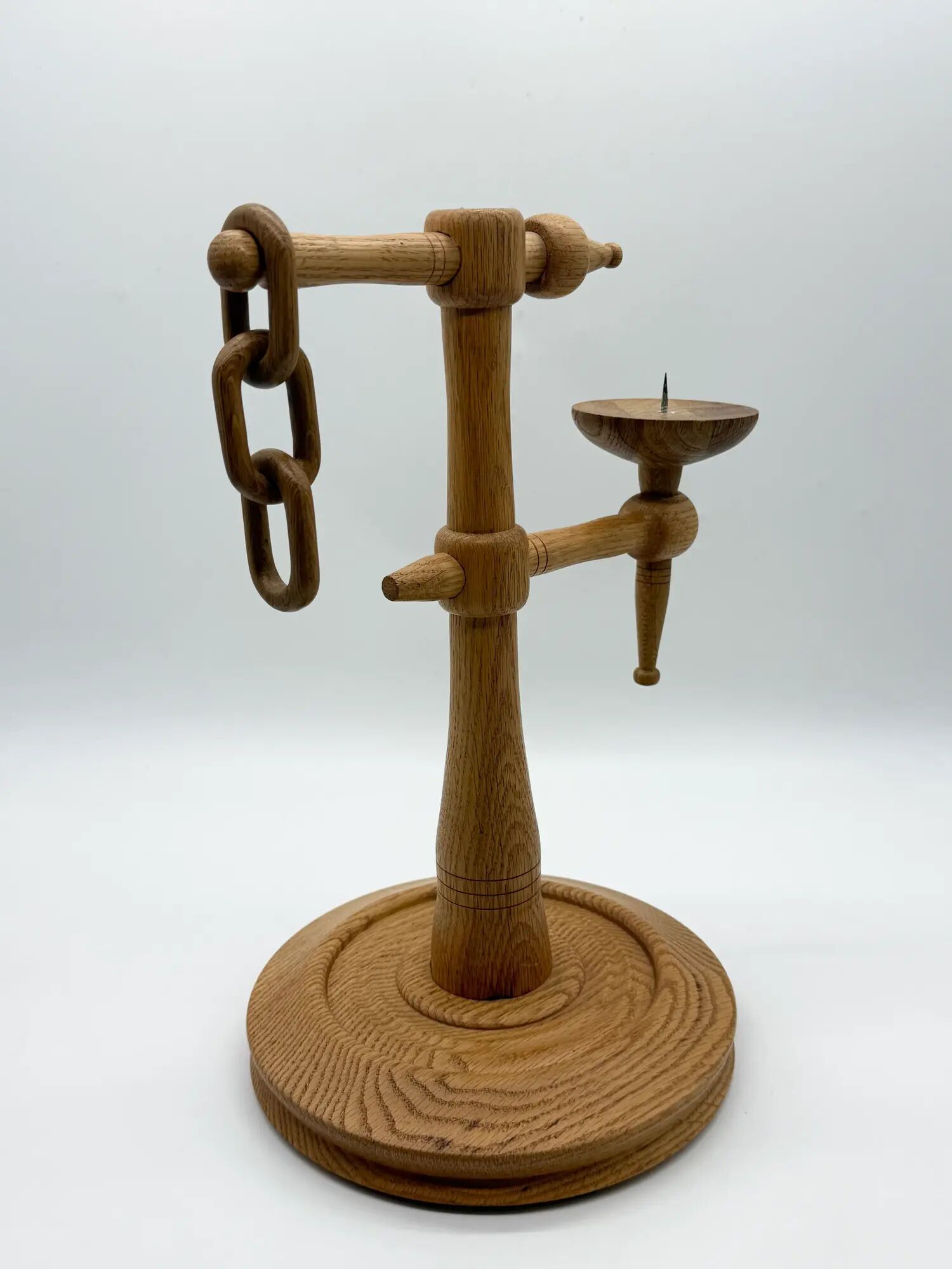 Bougeoir scandinave en chêne massif, années 1970