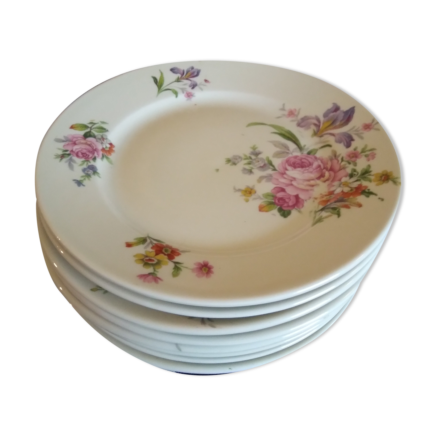 Dessert plates floral decoration Mehun France