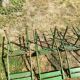 4 old iron and wood garden folding chairs