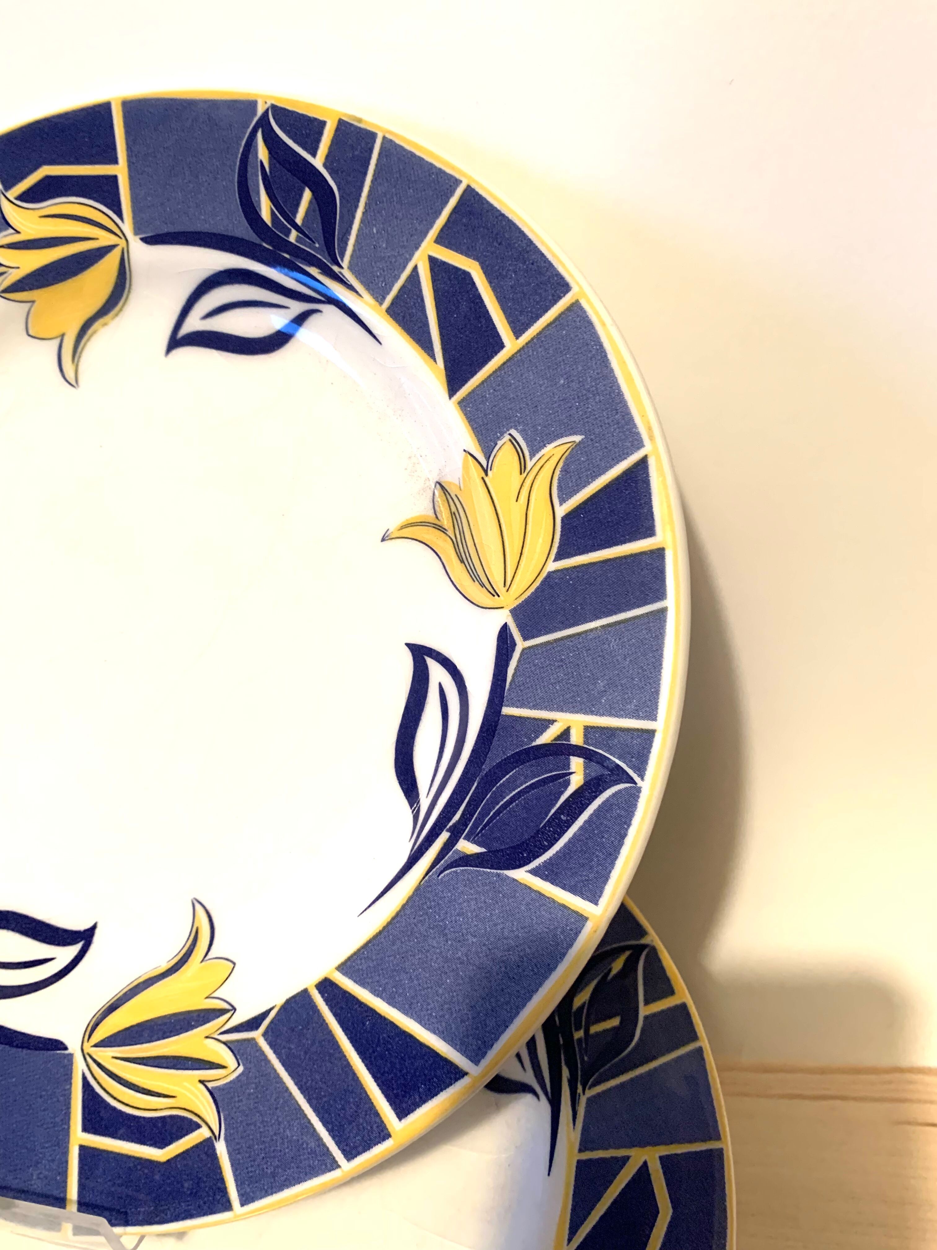 Blue ceramic plates