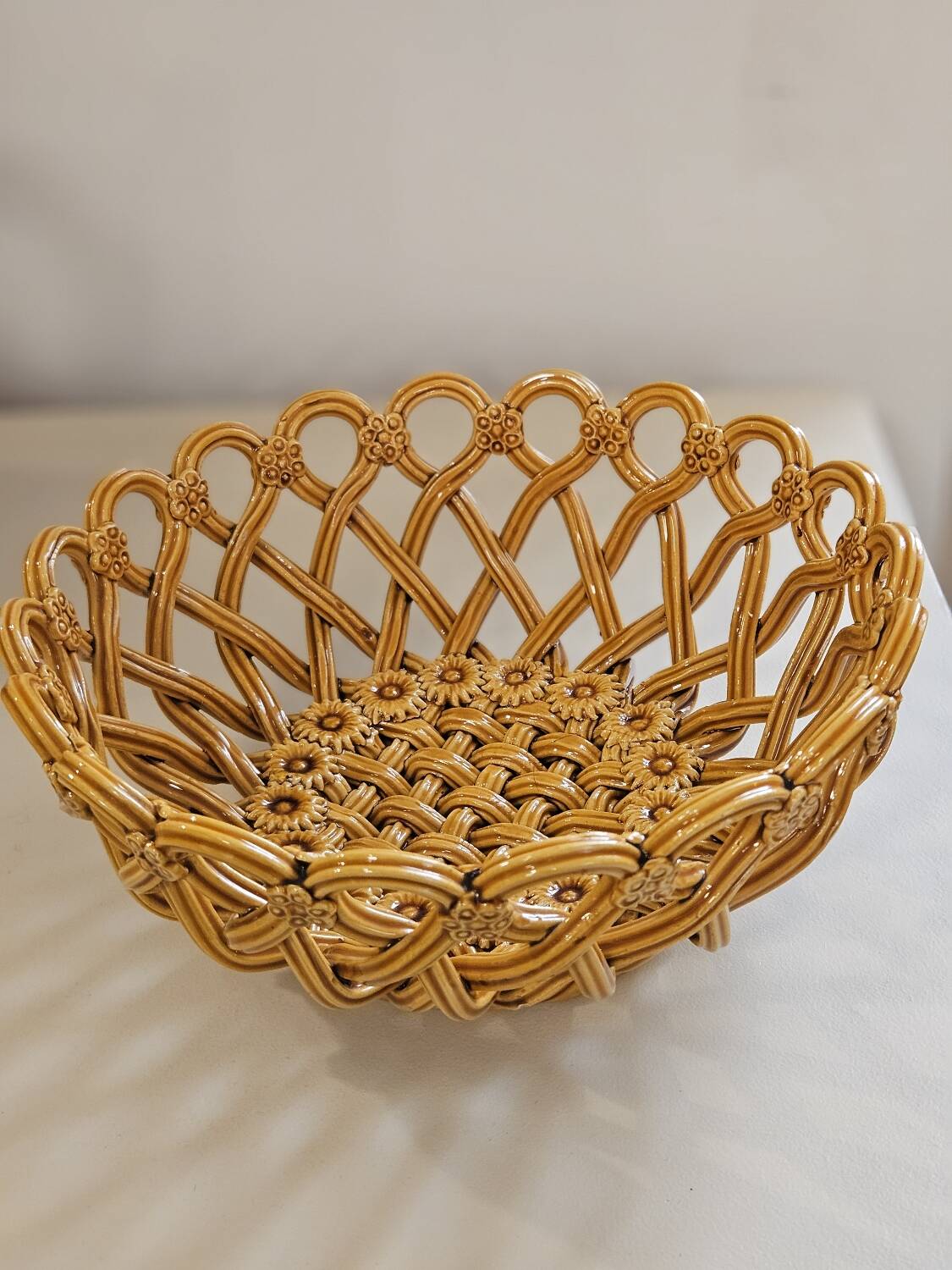 Woven ceramic basket