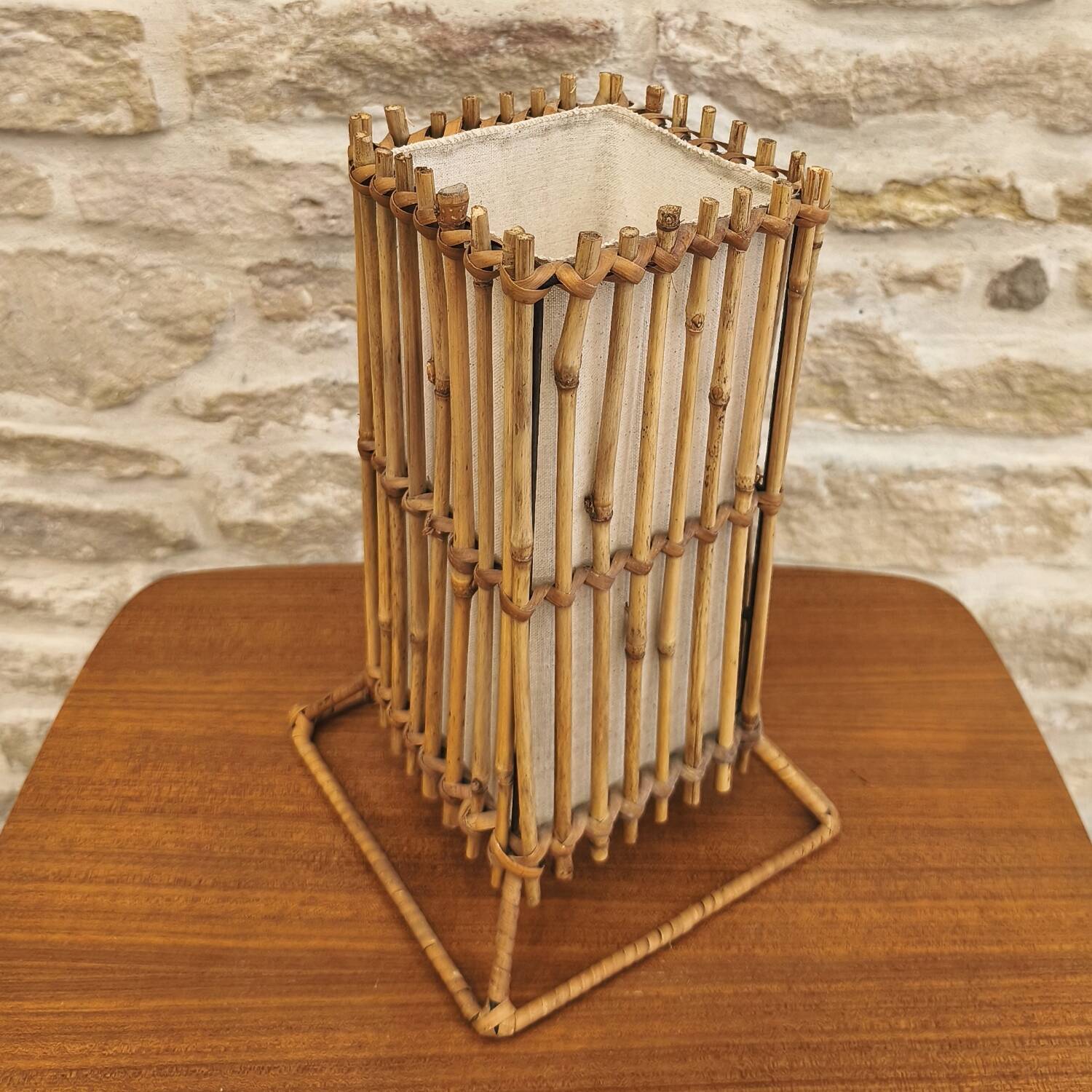 Modernist design table lamp, bamboo and metal