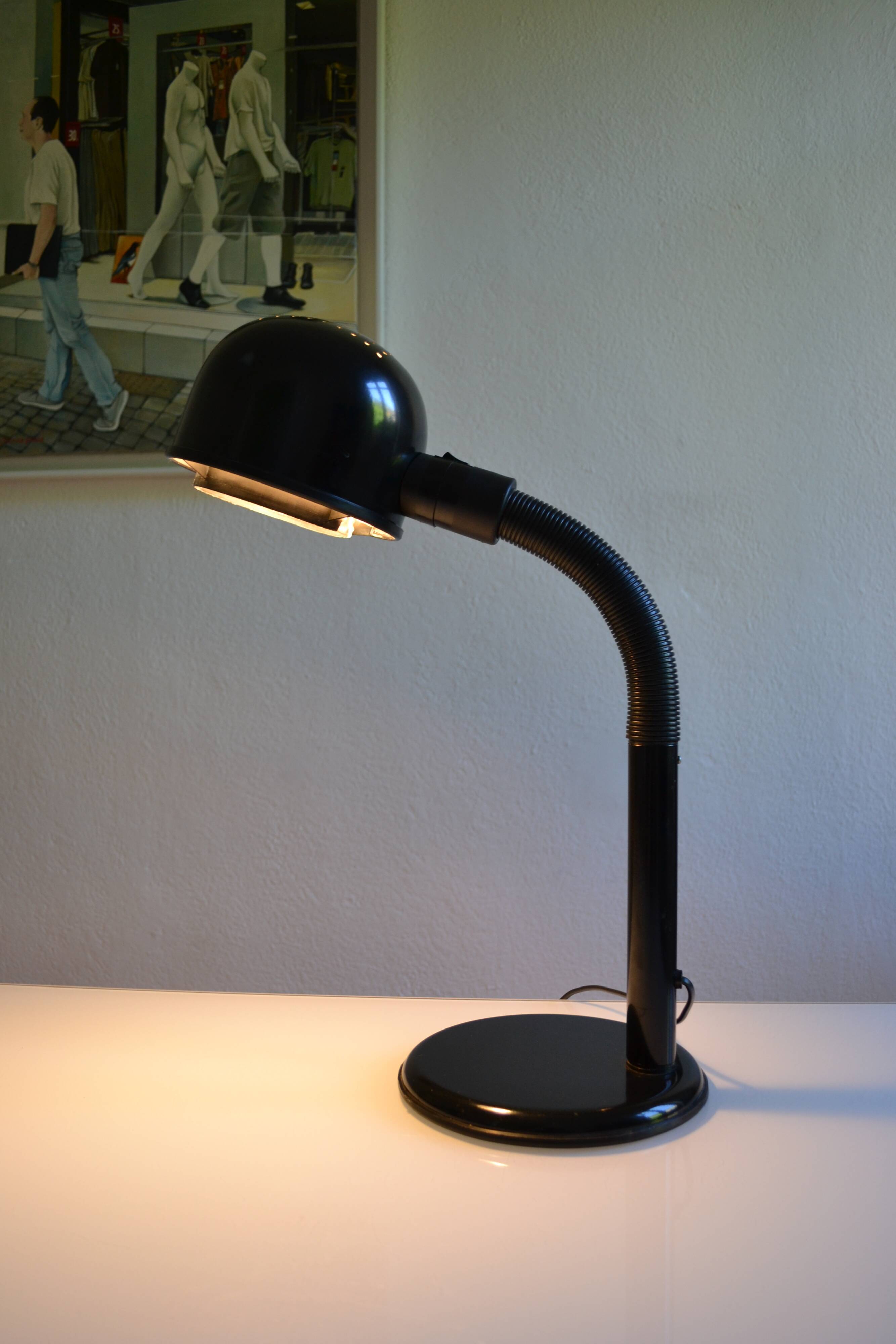 Black goose neck desk lamp ALDA 1980 Swedish Mid-Century