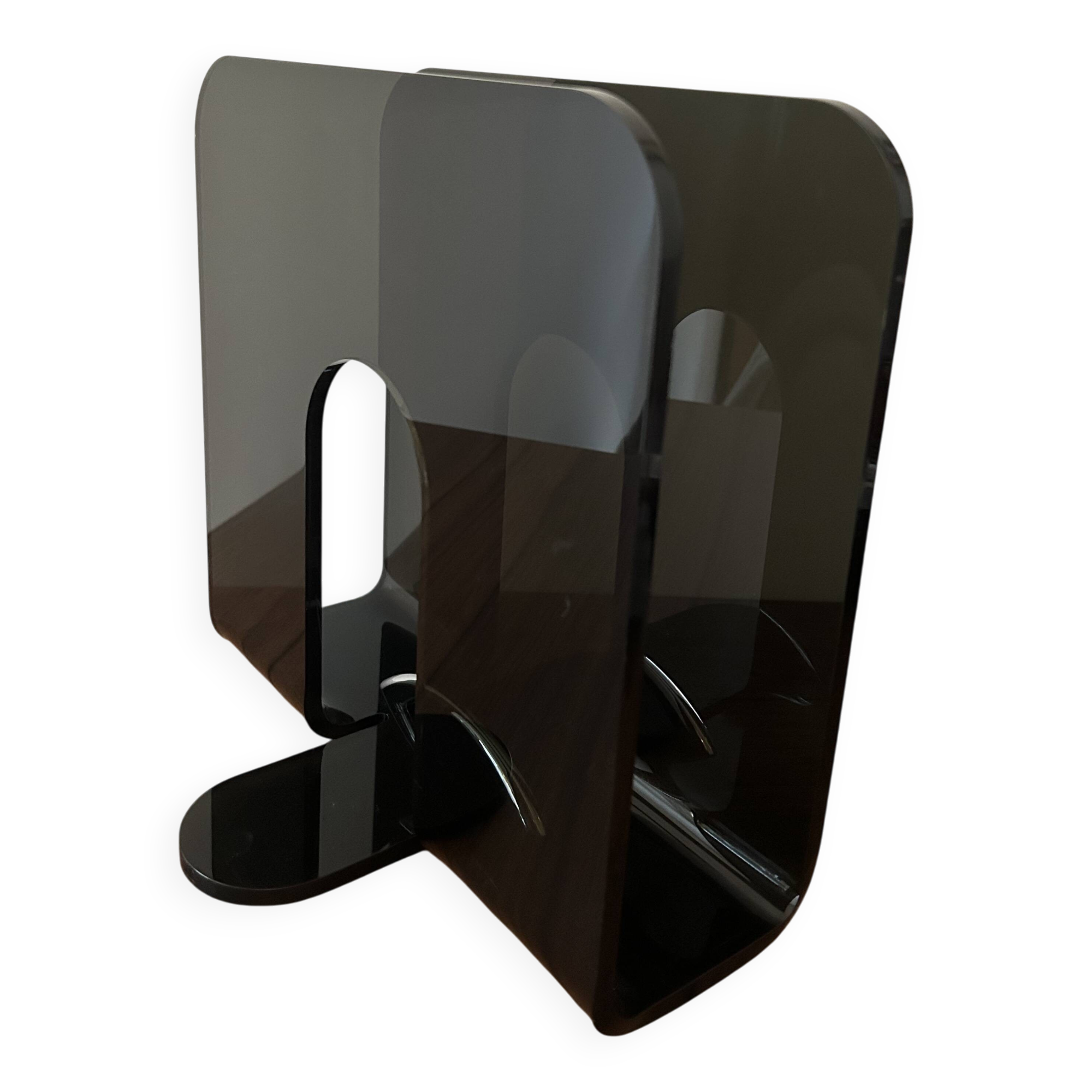 Smoked Plexiglas magazine rack Emporium