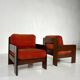 Mid-Century Armchairs, Original Orange Velvet, Italy, 1970s