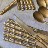 Nickel-plated bronze cutlery set, bamboo style