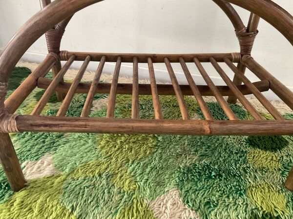 Banc vintage en rotin et osier années 70