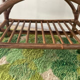Vintage rattan and wicker bench from the 1970s