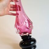 Soliflore en verre soufflé bicolore rose & noir