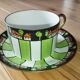 Antique cup and two saucers – Art Deco geometric design