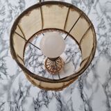Brass lamp with vintage mother-of-pearl lampshade