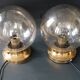 2 lampes de table globes bullés et laiton Limburg 1970
