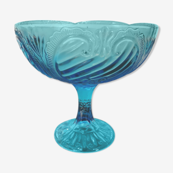 Coupe en verre style Art déco bleue