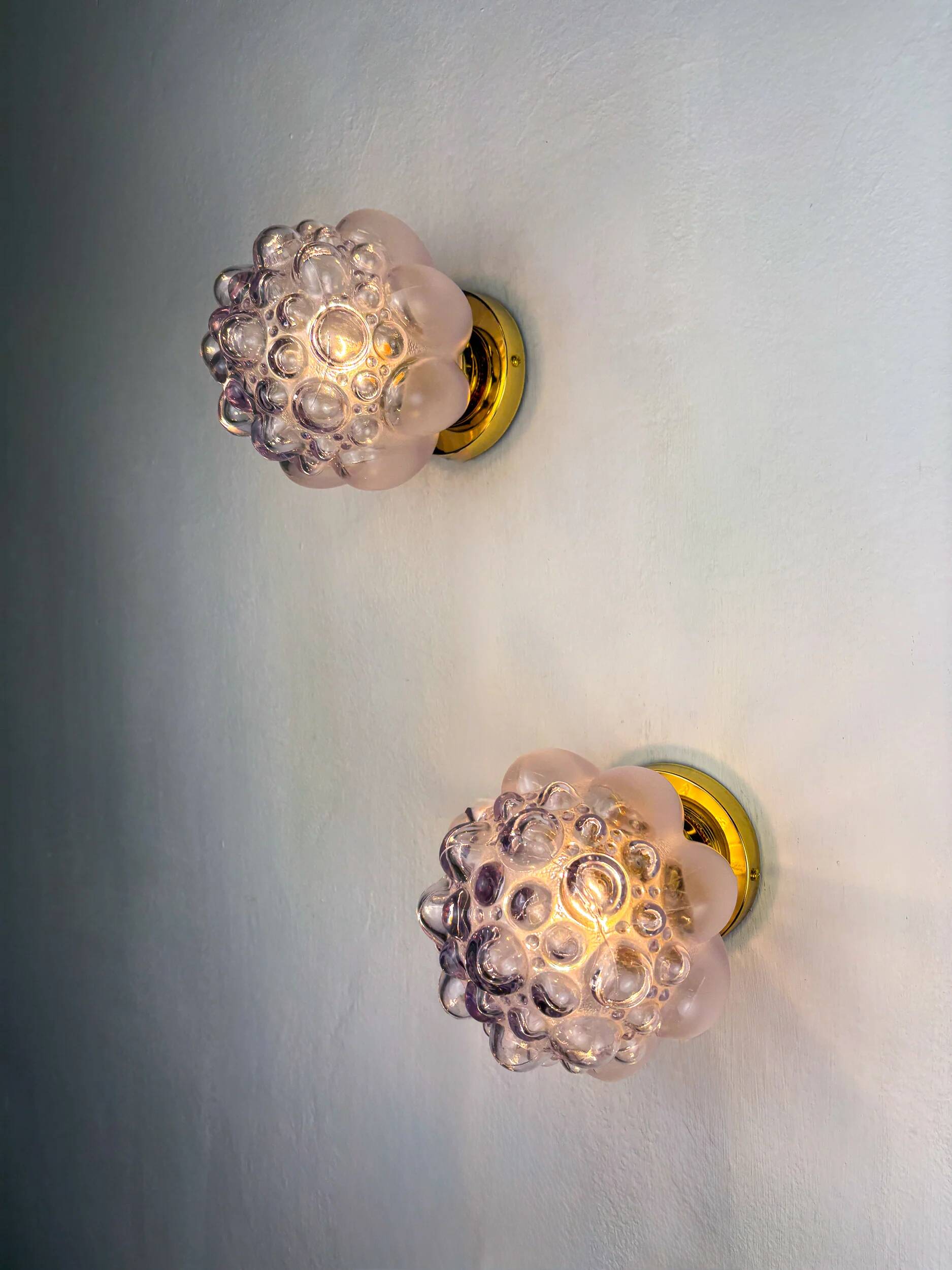Pair of bubble glass sconces – Helena Tynell style, Germany, circa 1970s