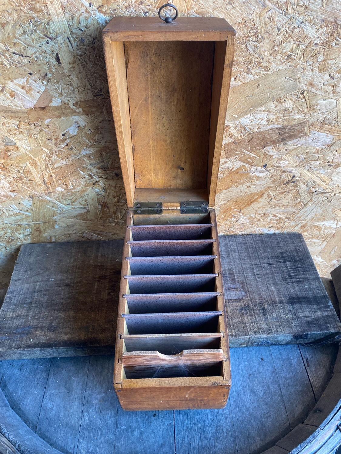 Old Box Vintage Wooden Card Storage #D890