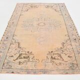 Tapis vintage beige, tapis turc vintage délavé par le soleil, tapis beige