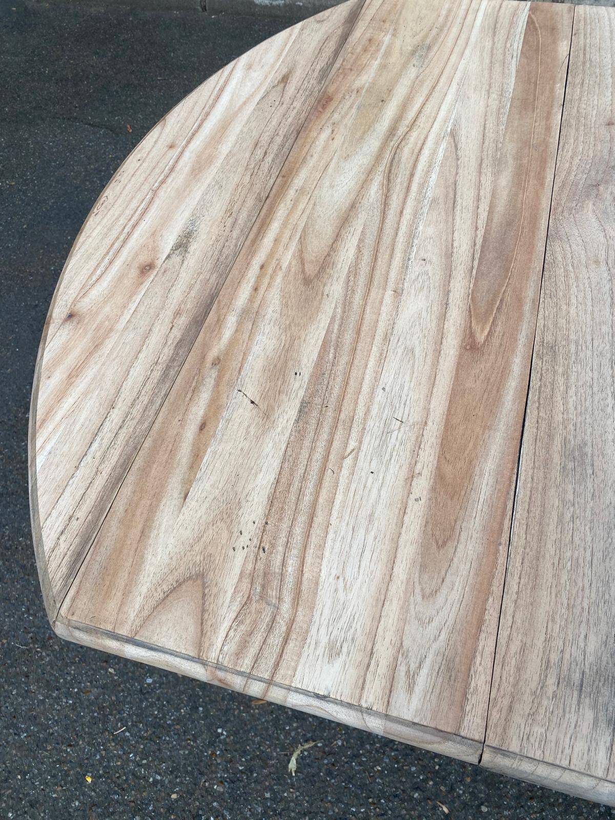 Renovated square extendable dining table in raw solid cherry wood, Louis XVI style.