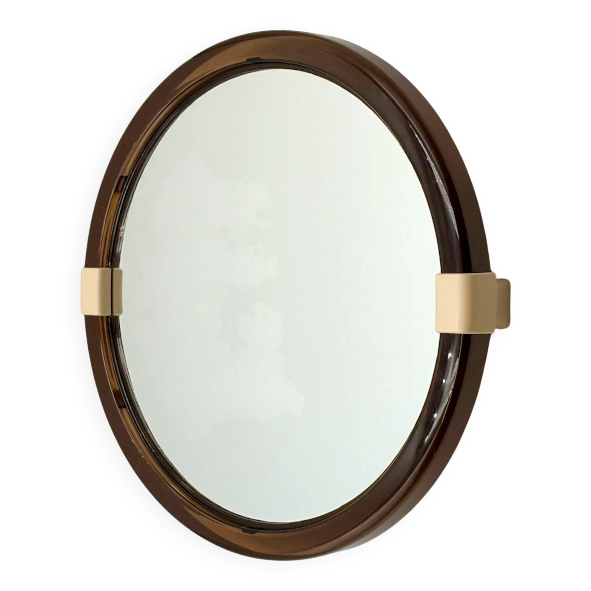 Miroir mural pivotant Space Age en plastique fumé, France années 70