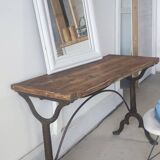 Bistro table/wooden top with cast iron legs