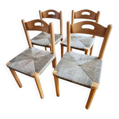 Quatre chaises en osier. Années 1960