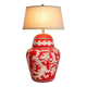 Lampe de style baroque / Céramiques siciliennes décorées / Décoration baroque sur fond rouge