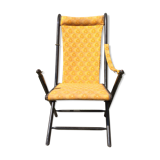 Napoleon III folding chair armchair black wood & vintage yellow fabric