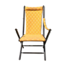 Fauteuil chaise pliante Napoléon III bois noir & tissu jaune vintage