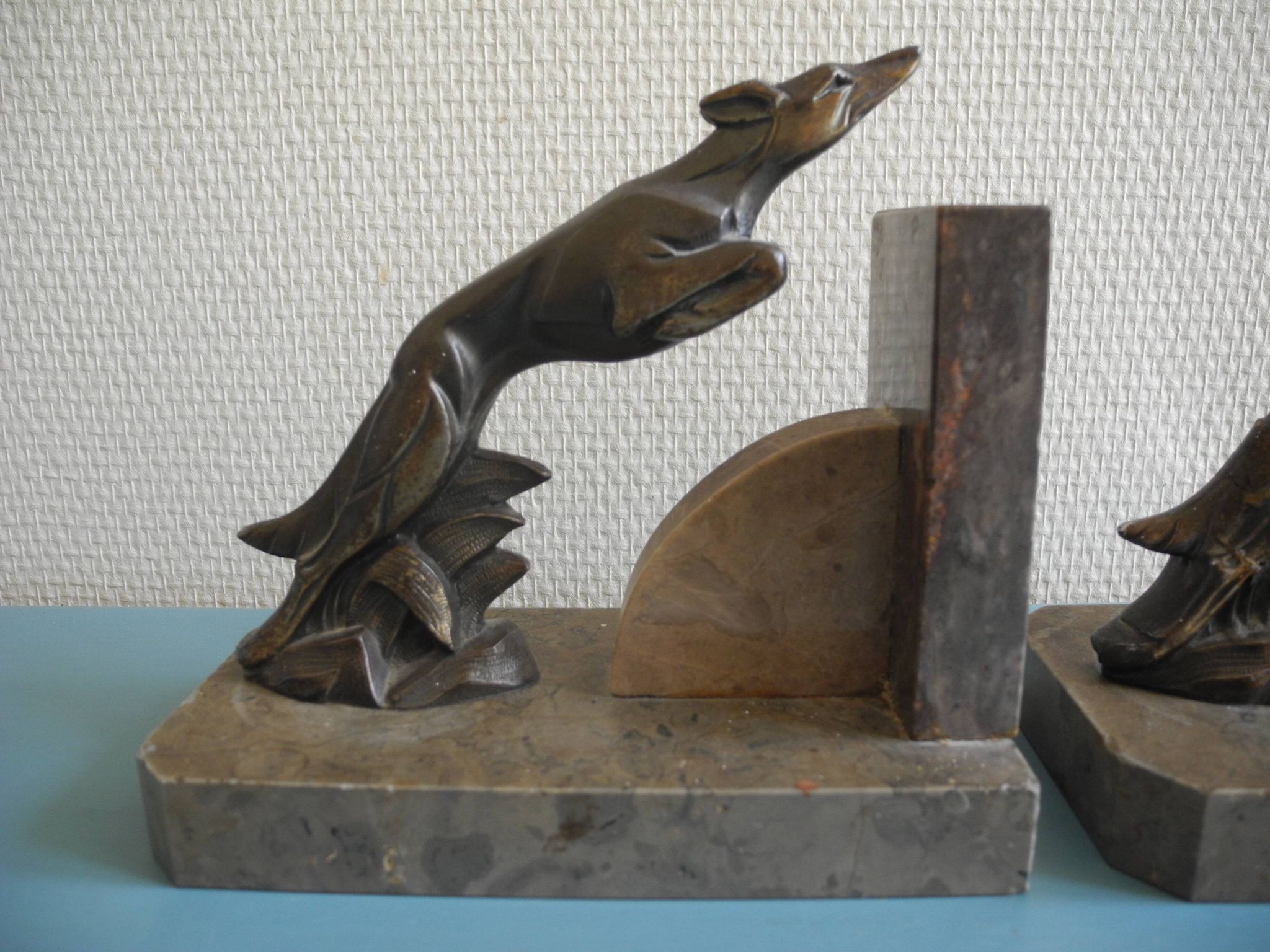 pair of art deco greyhound bookends bronze marble antique pair of bookends