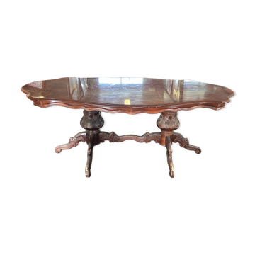 Oval table with marquetry top