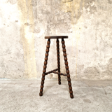 Turned wooden top stool