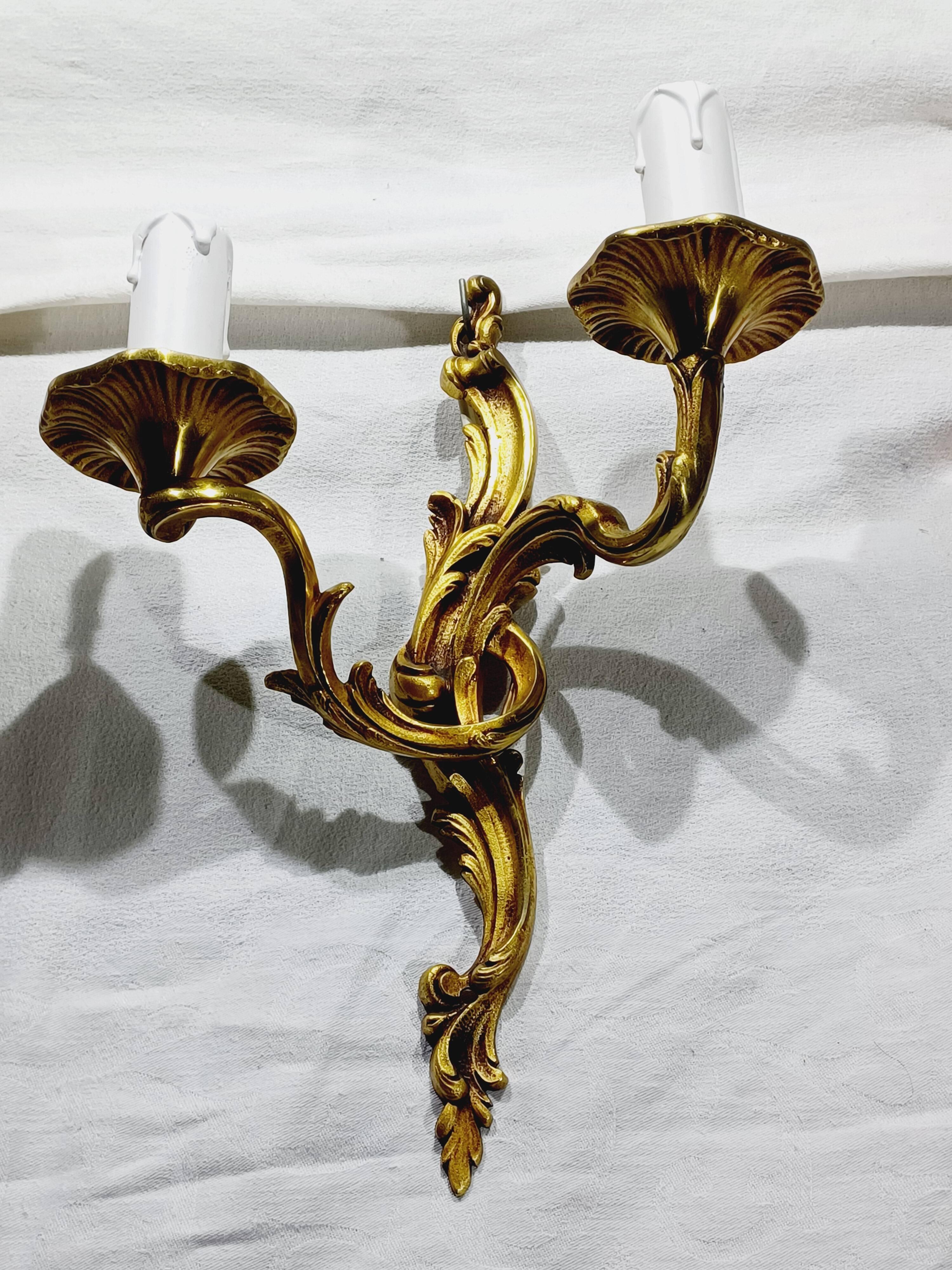 Bronze wall light triplet