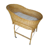 Cradle in rattan & wicker on foot