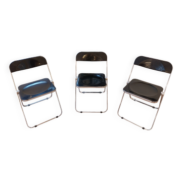 Italian vintage lot design – Three black Plia chairs – Anonima Castelli