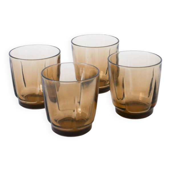 Lot de 4 verres à eau en verre fumé Duralex, 1970