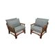 Pair of glacier blue rattan armchairs French Riviera vintage ép