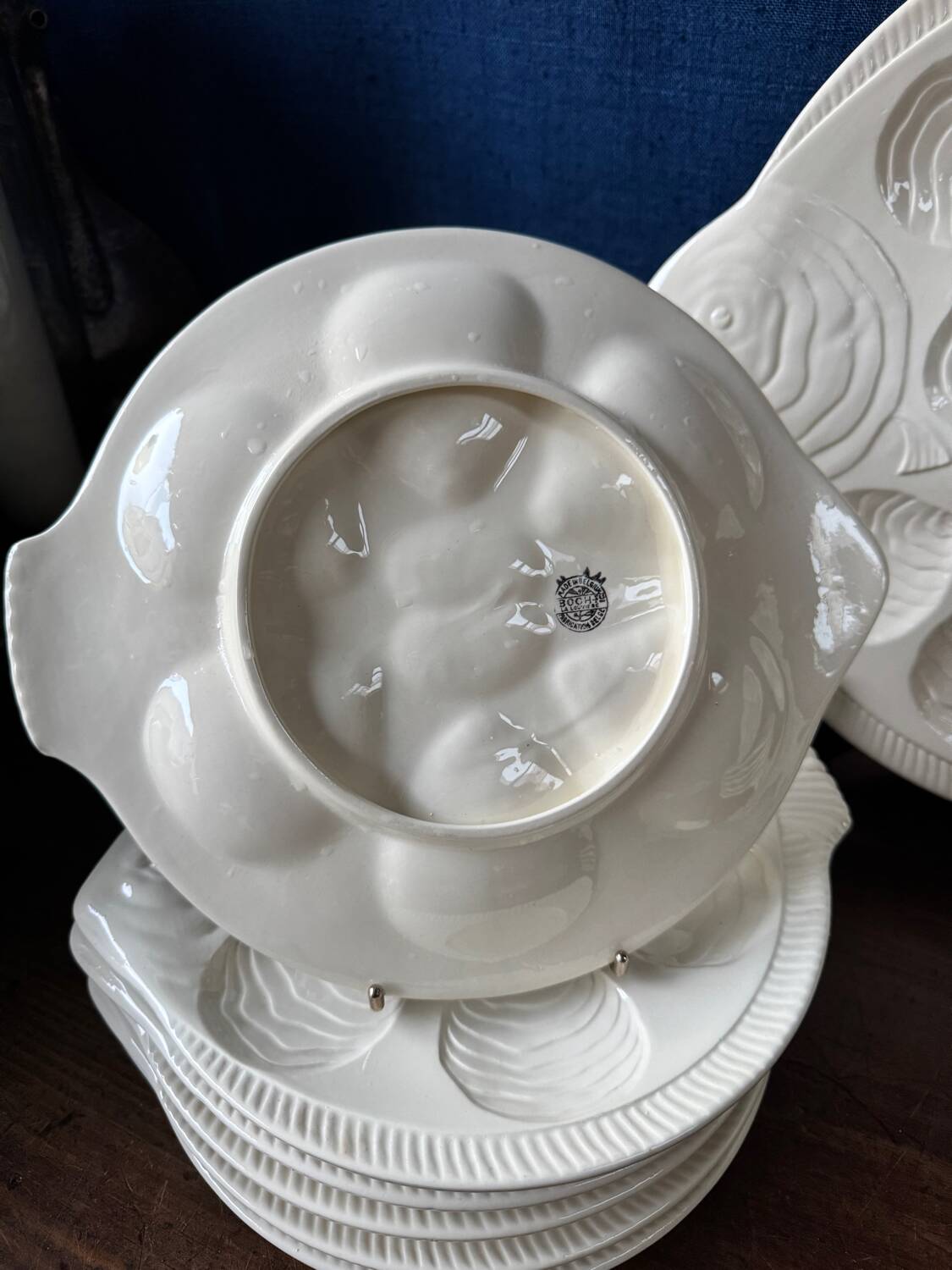 Rare Art Deco turbo oyster set Boch La Louvière 1920