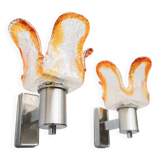 Ensemble de 2 appliques murales vintage Mazzega « Torche », années 1970, Italie.