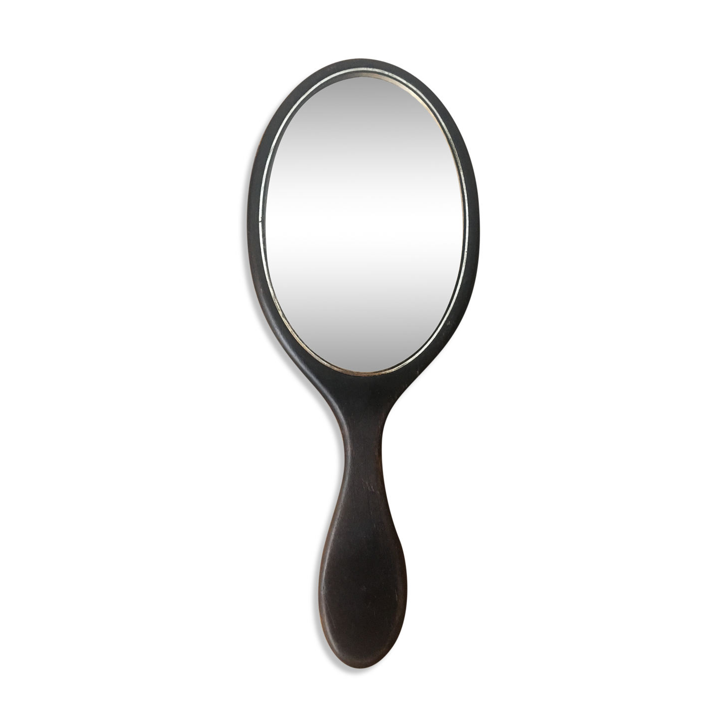 Beveled wooden hand mirror 12x30cm
