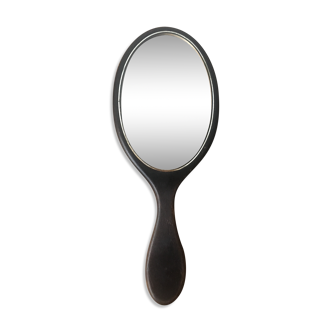 Beveled wooden hand mirror 12x30cm