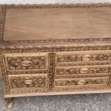 Carved solid Padouk chest of drawers 1950