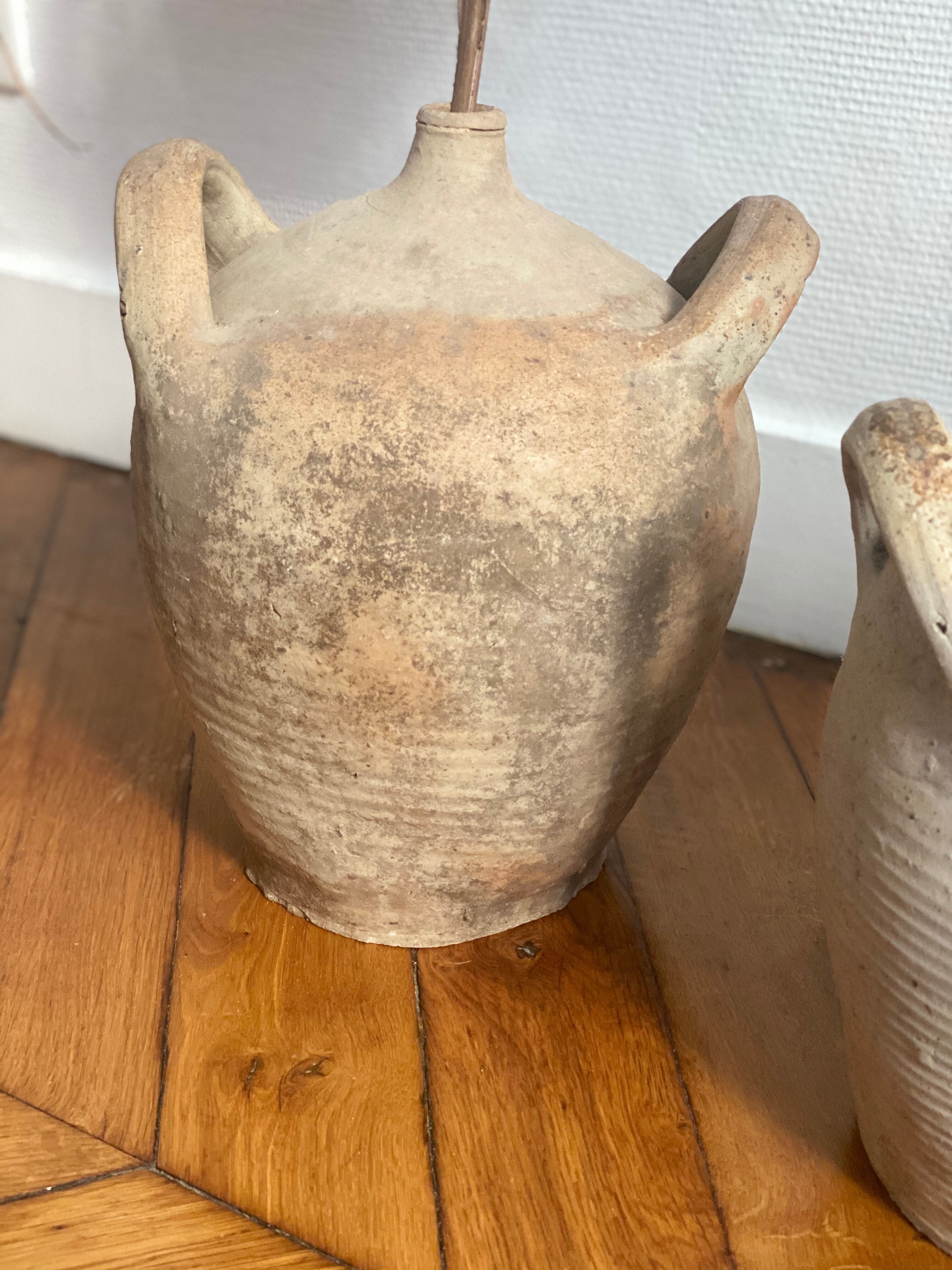 Jarre ancienne vintage en grès céramique terre cuite d'époque 19e