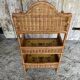 Vintage 1960s Painted Rattan Shelf with 3 Tiers