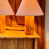 Pair of bamboo lamps